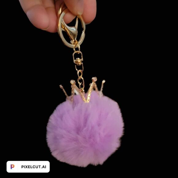 NEW Women's Queen Pom Pom Bag Charm or Keychain - Picture 1 of 2